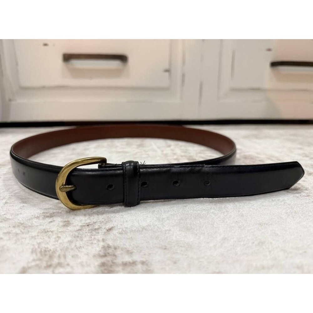 Vintage Coach Black Polished Cowhide Belt Sz 36 3921